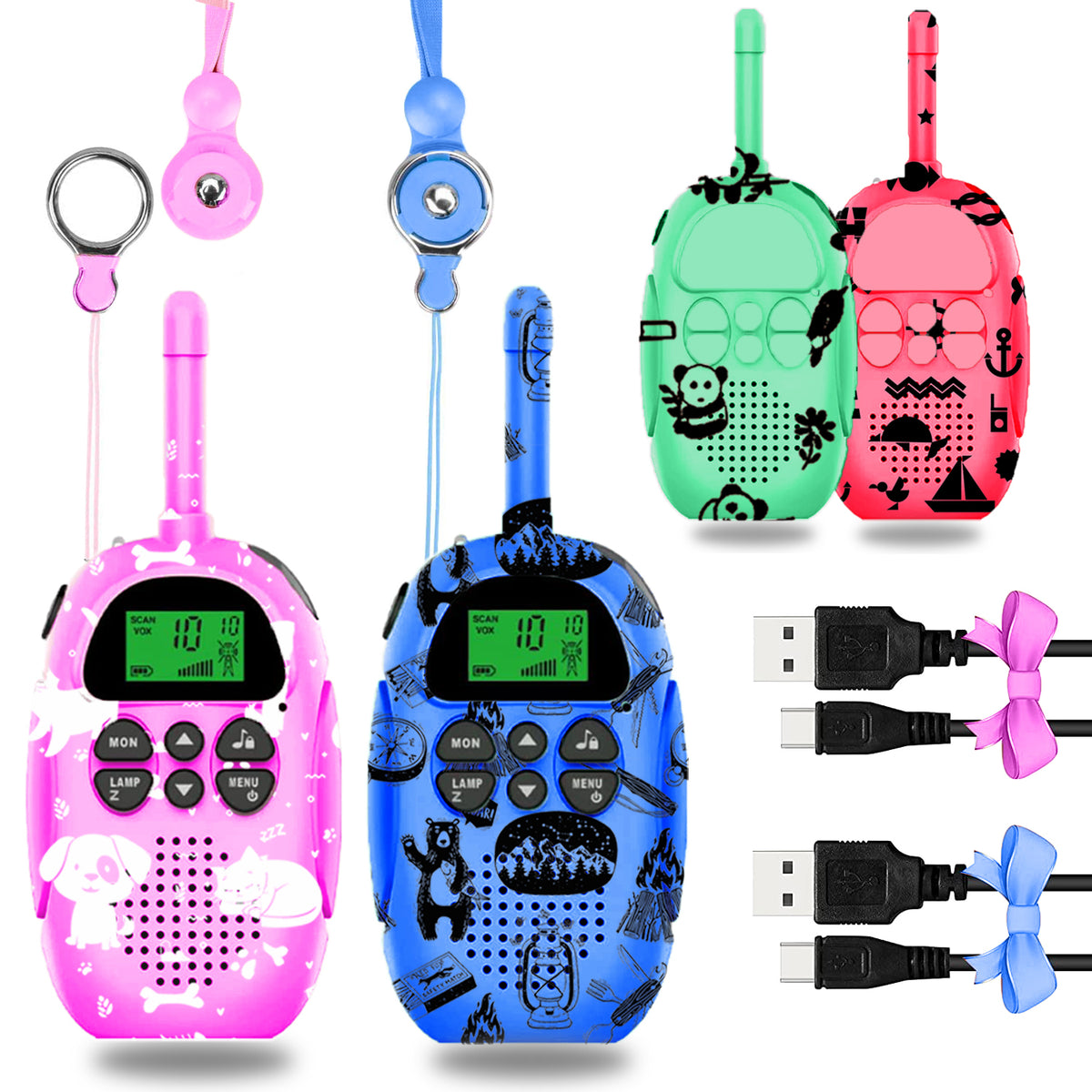 Talkie-walkie pour enfants, 2pcs Talkie-walkie rechargeable pour