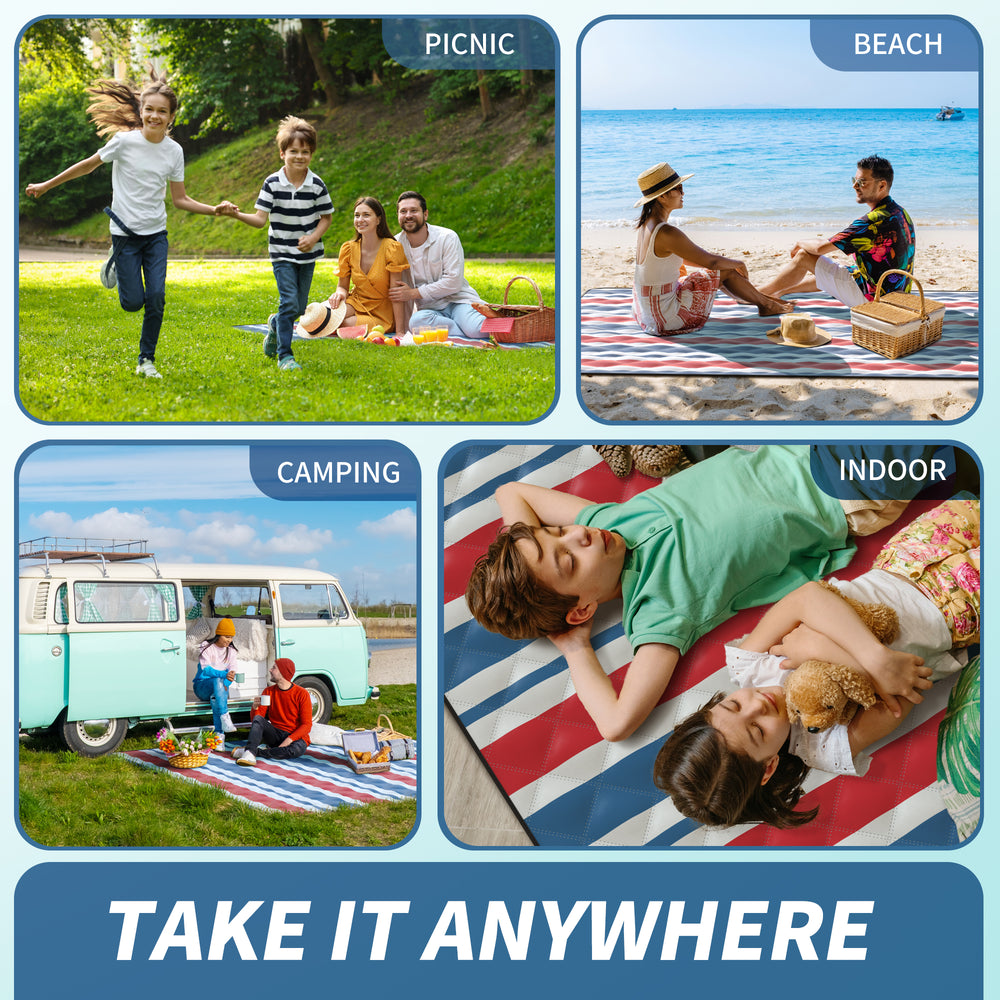 
                  
                    79"x 79" 5-Layer XXL Waterproof Outdoor Blanket - Red Stripe - Kidz-Adventure.com
                  
                