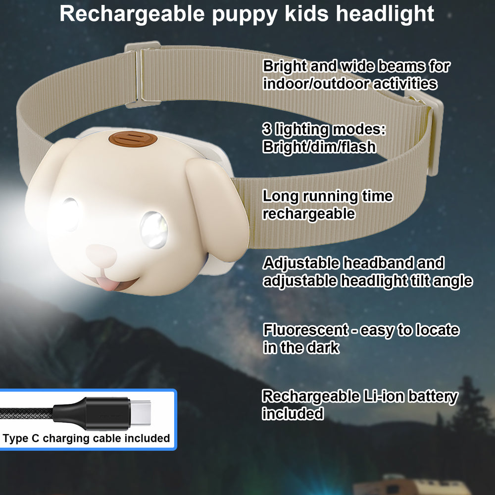
                  
                    Puppy LED Kids Lantern and Rechargeable Kids Headlamp Set - Beige
                  
                