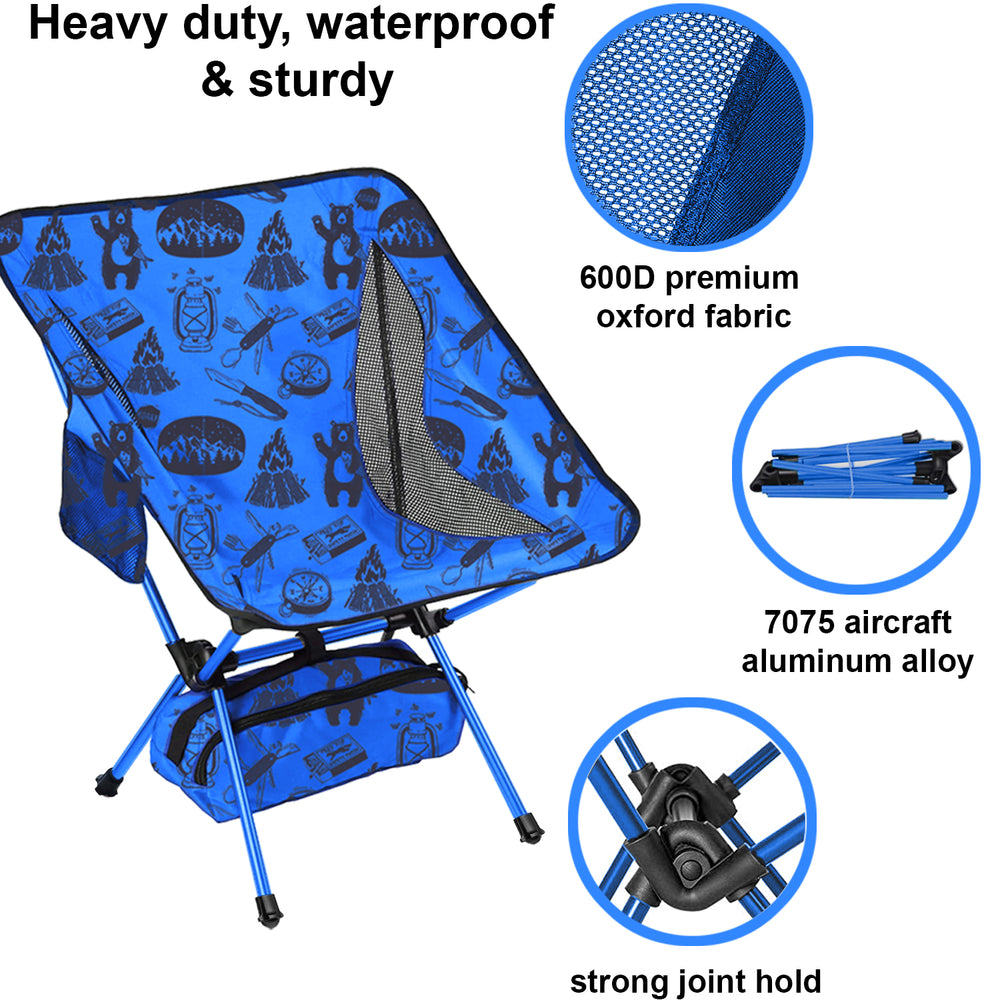 
                  
                    Kids Camping Chair | Ultra Compact, Lightweight and Heavy Duty for Camping, Beach, and Lawn - Blue Adventure Theme (6+) - Kidz-Adventure.com
                  
                