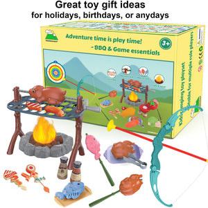 
                  
                    Kids camping toys essentials - campfire, BBQ grill set and arrow/bow game set
                  
                