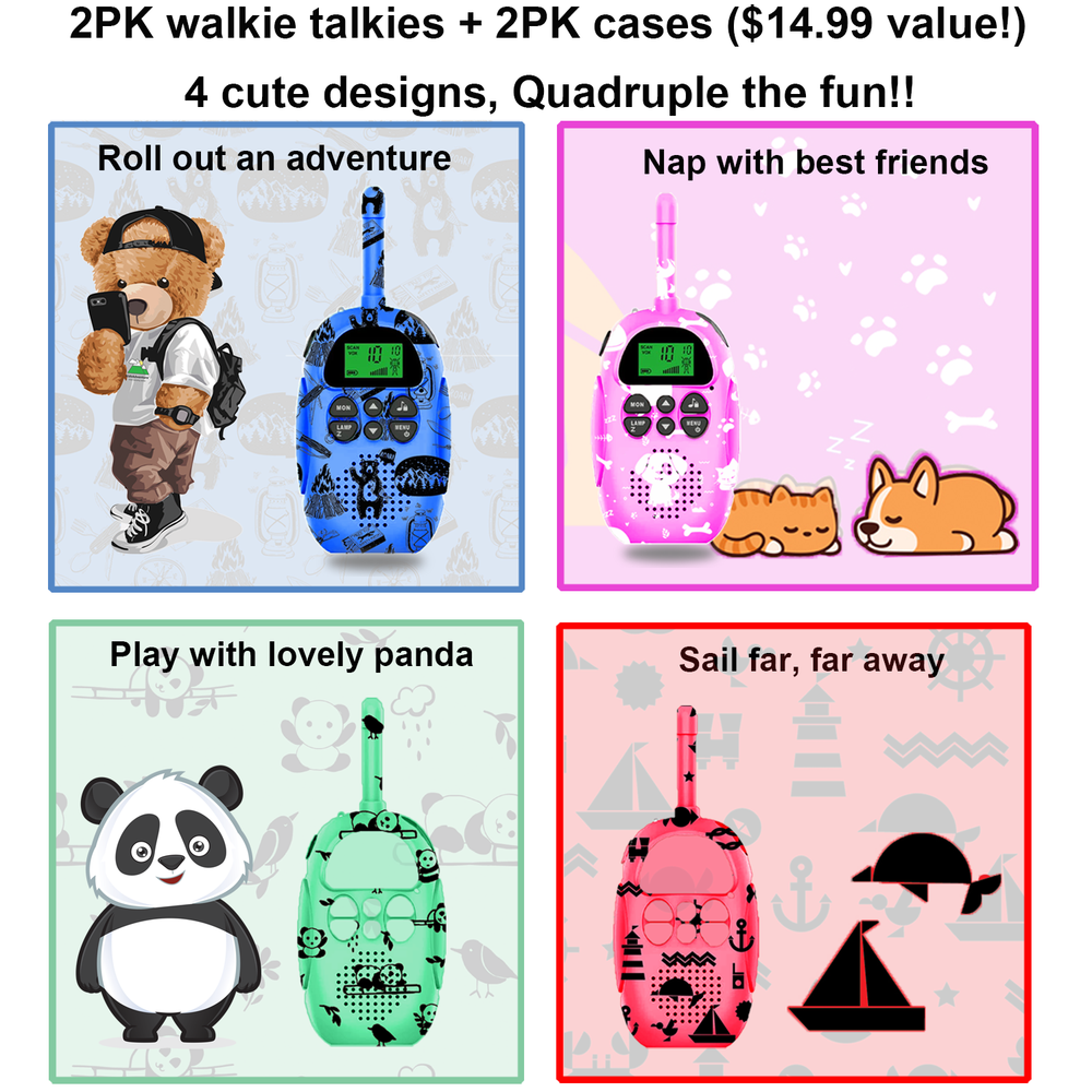 
                  
                    2PK Rechargeable Kids Walkie Talkie with 2PK Additional Cases - Kidz-Adventure.com
                  
                