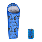 adventure theme 32f - 59f youth sleeping bag with pillow sleeve - mummy style