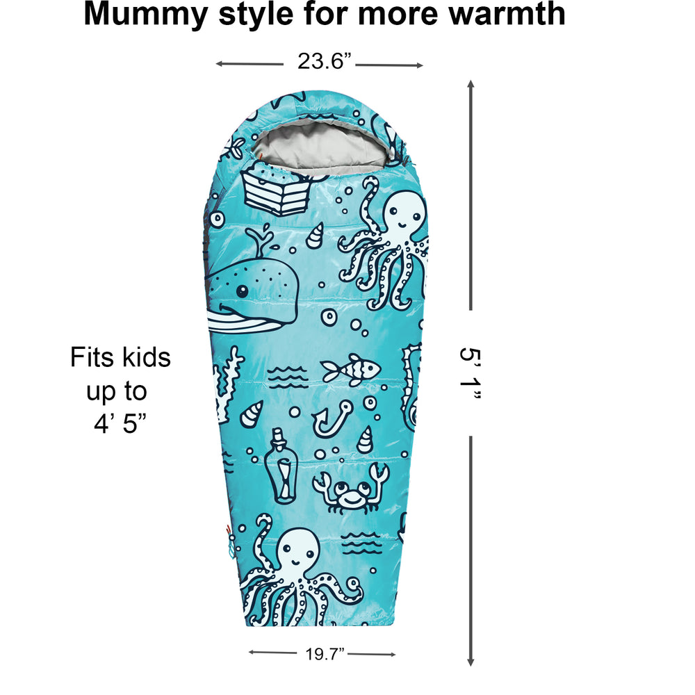
                  
                    ocean world theme 32f - 59f 4 season kids sleeping bag - mummy style
                  
                