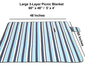 
                  
                    60" x 48" 3-layer waterproof outdoor blanket/picnic blanket - blue stripe
                  
                
