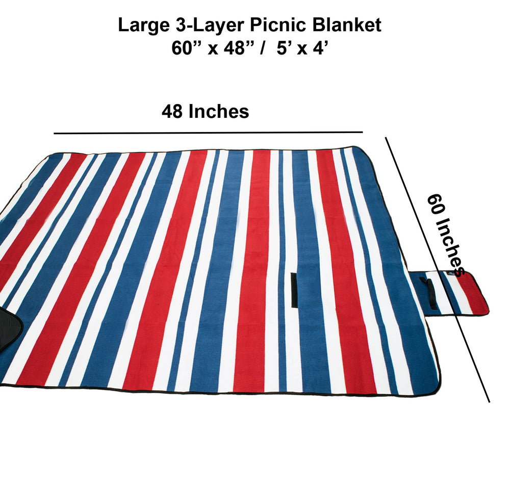 
                  
                    60" x 48" 3-layer waterproof outdoor blanket/picnic blanket - red stripe
                  
                