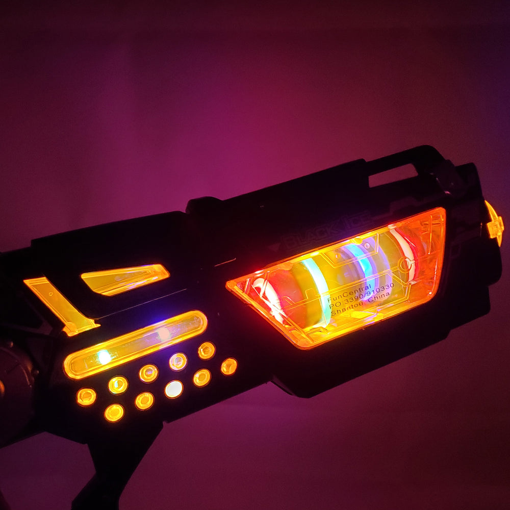 
                  
                    toy space gun with flashing lights and sound
                  
                
